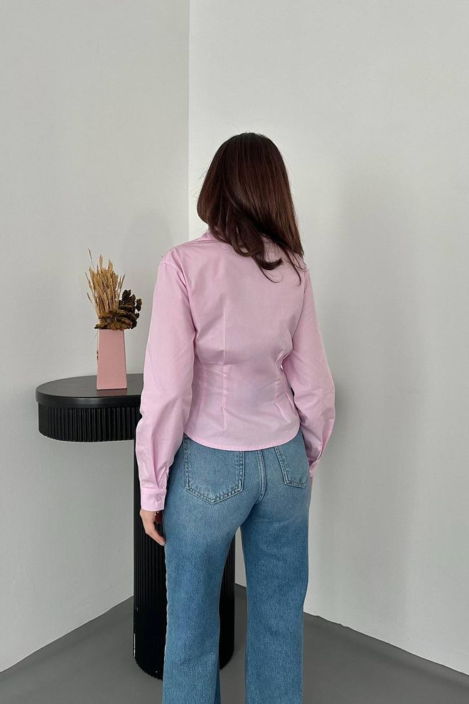 Elisa Pink Formal Elegant Slim Fit Buttoned Shirt Wholesale Clothing Spring