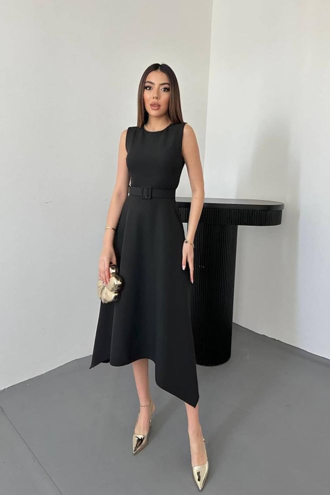 Elisa Black Elegant Fit And Flare Dress Wholesale Clothing Formal