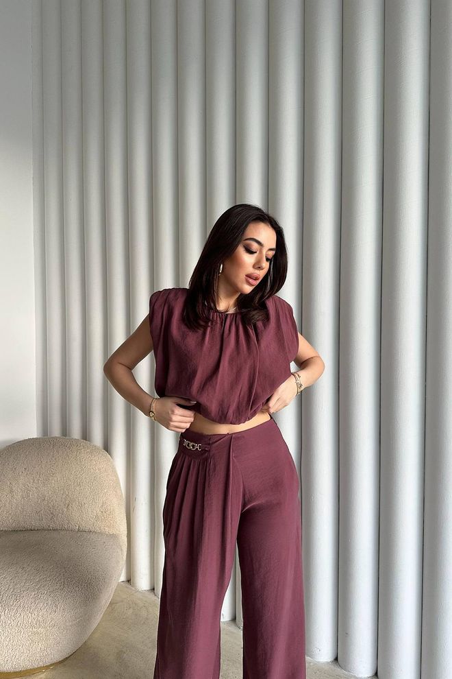 Elisa Elegant Claret Red Set Wholesale Clothing 1