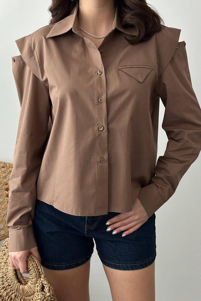 Elisa Brown Casual Elegant Shirt Wholesale Clothing Lounge