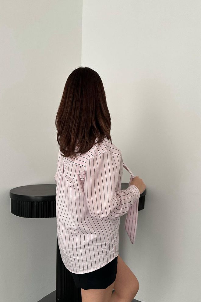 Elisa Pink Striped Formal Shirt With Polo Neck Wholesale Clothing Formal