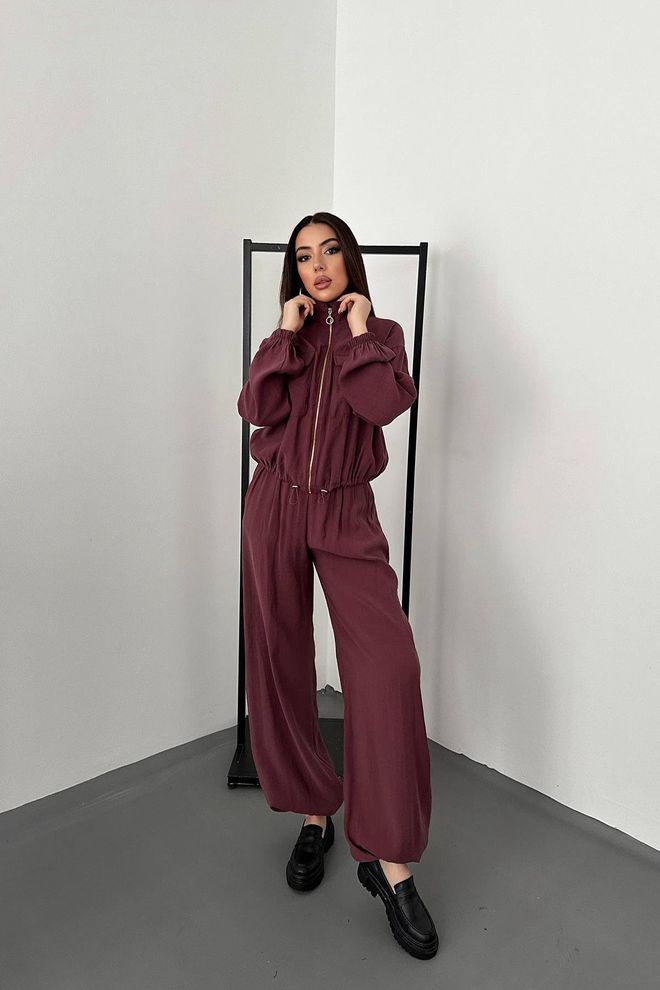 Elisa Claret Red Oversized Fit Work Palazzo Set Wholesale Clothing Modest