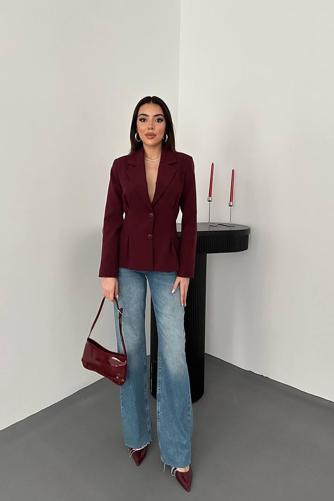 Elisa Claret Red Single Breasted Blazer Jacket Wholesale Clothing Lounge