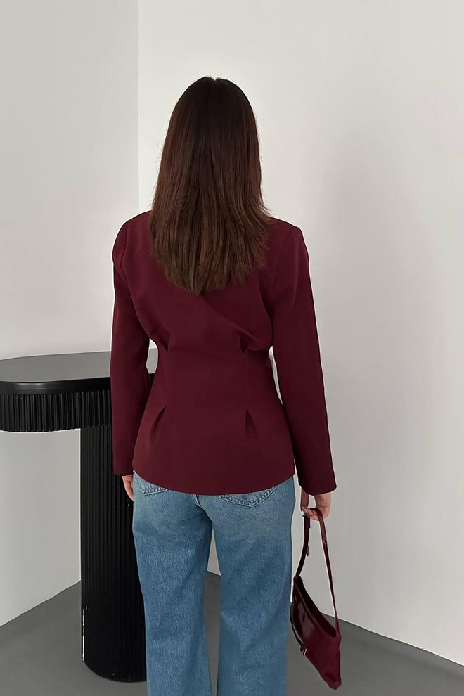Elisa Claret Red Single Breasted Blazer Jacket Wholesale Clothing Vintage