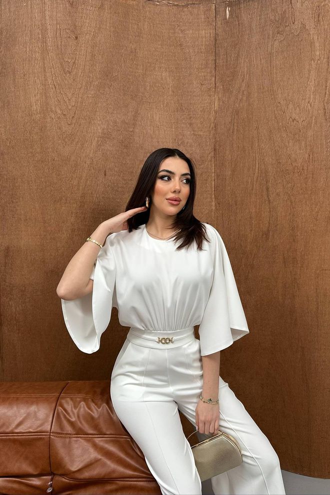 Elisa White Elegant Tailored Jumpsuit Wholesale Clothing Spring