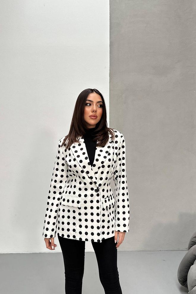 Elisa Bunda Biela Jednoradové Sako Veľkoobchod s oblečením Vintage