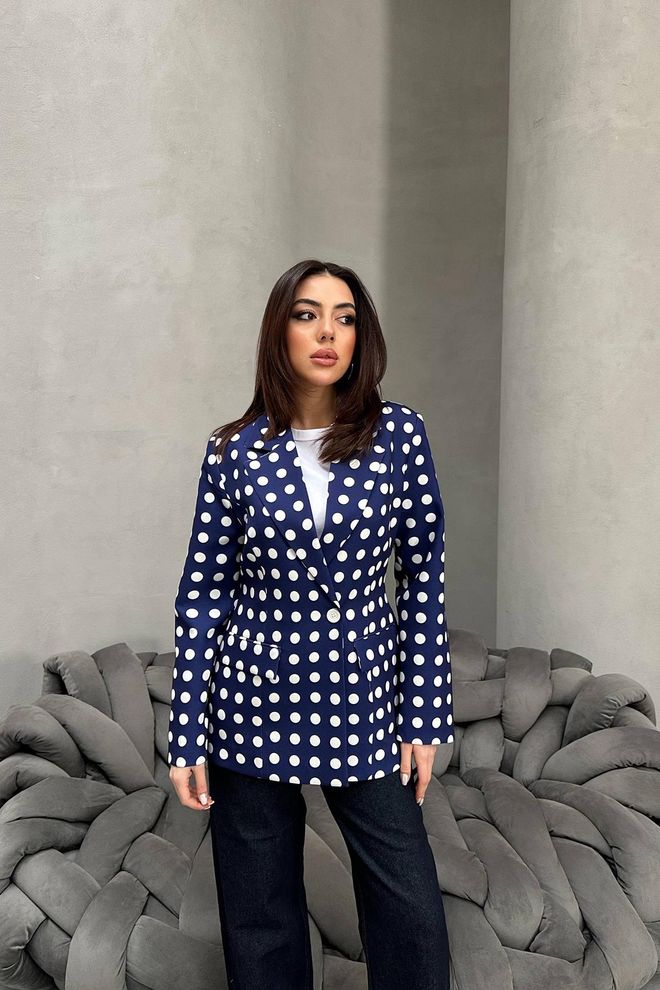 Elisa Bunda Retro Navy Blue Jednoradové Sako Veľkoobchod s oblečením Neformálny