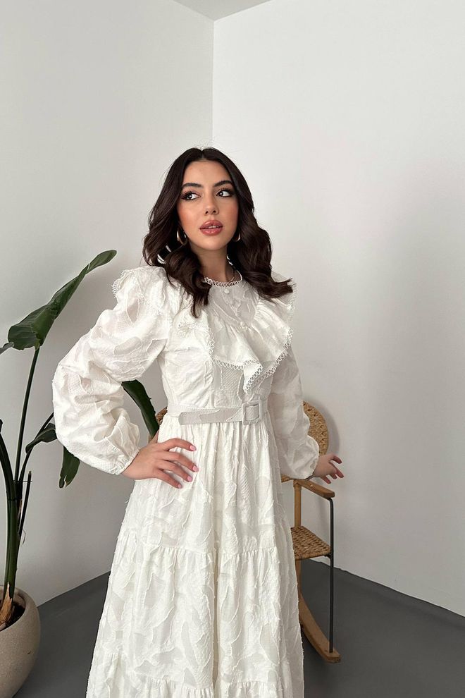 Elisa Witte Elegante Fit And Flare Jurk Groothandel Kleding Cocktail