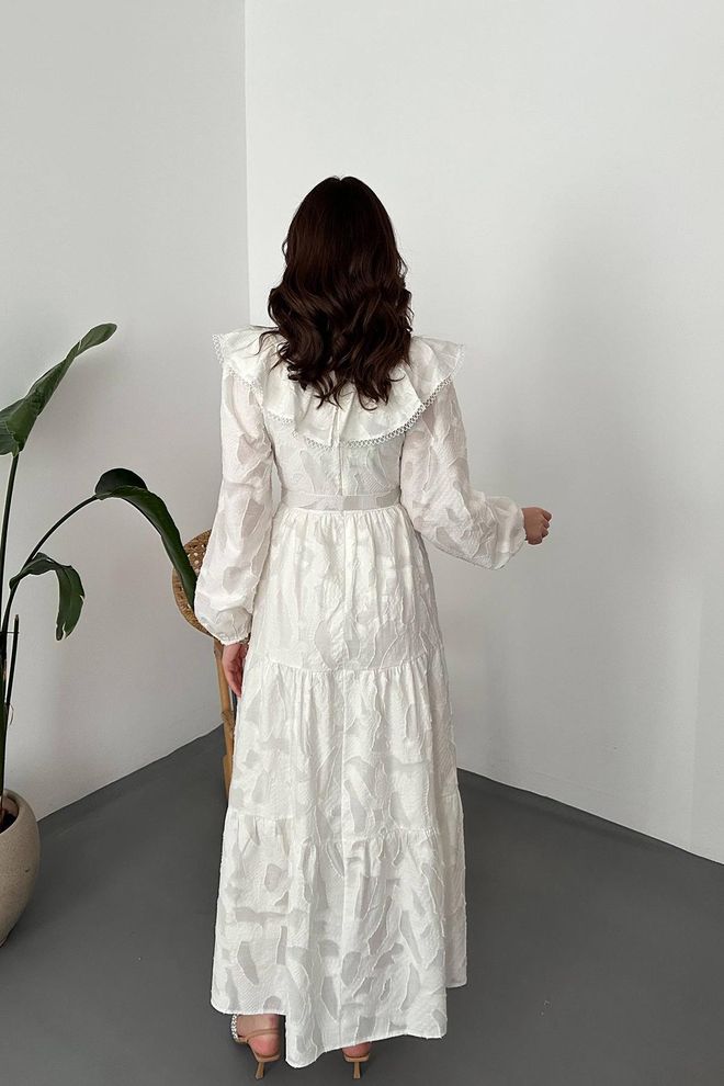 Elisa Witte Elegante Fit And Flare Jurk Groothandel Kleding 5