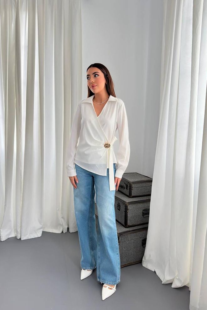 Elisa Camicetta Bianco Elegante Formale Casual Abbigliamento all'ingrosso Casuale