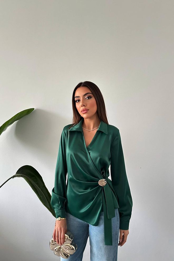 Elisa Camicetta Verde Elegante Formale Abbigliamento all'ingrosso Casuale