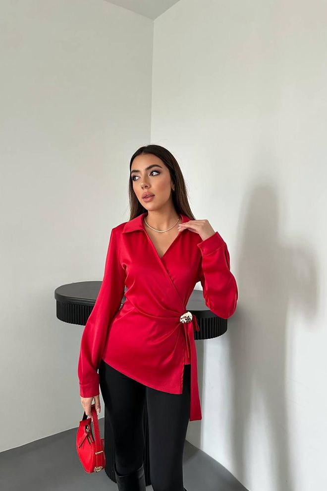Elisa Camicetta Rossa Elegante Formale Casual Abbigliamento all'ingrosso Casuale