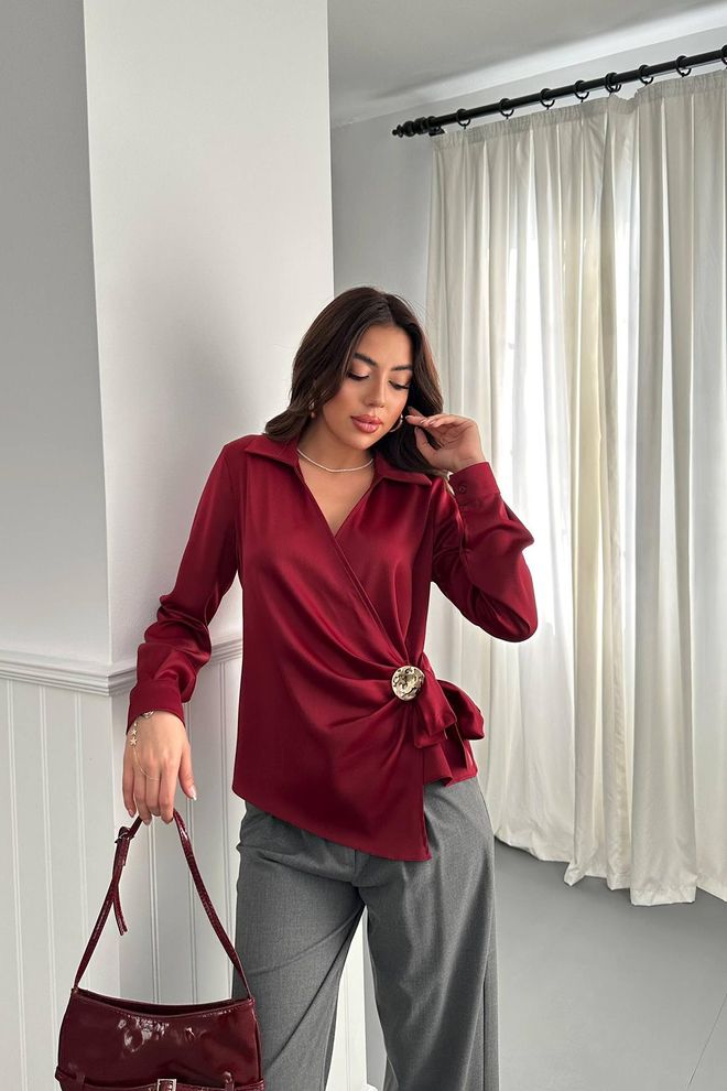 Elisa Camicetta Bordeaux Elegante Abbigliamento all'ingrosso Casuale