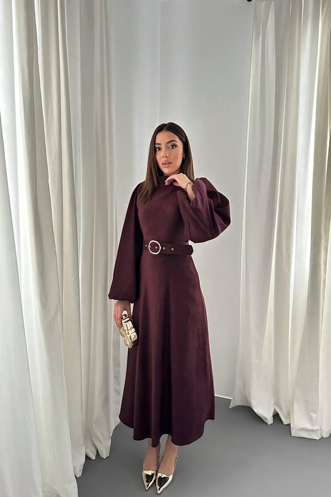 Elisa Bordeaux Modesto Elegante Formale Vestito Abbigliamento all'ingrosso Modesto