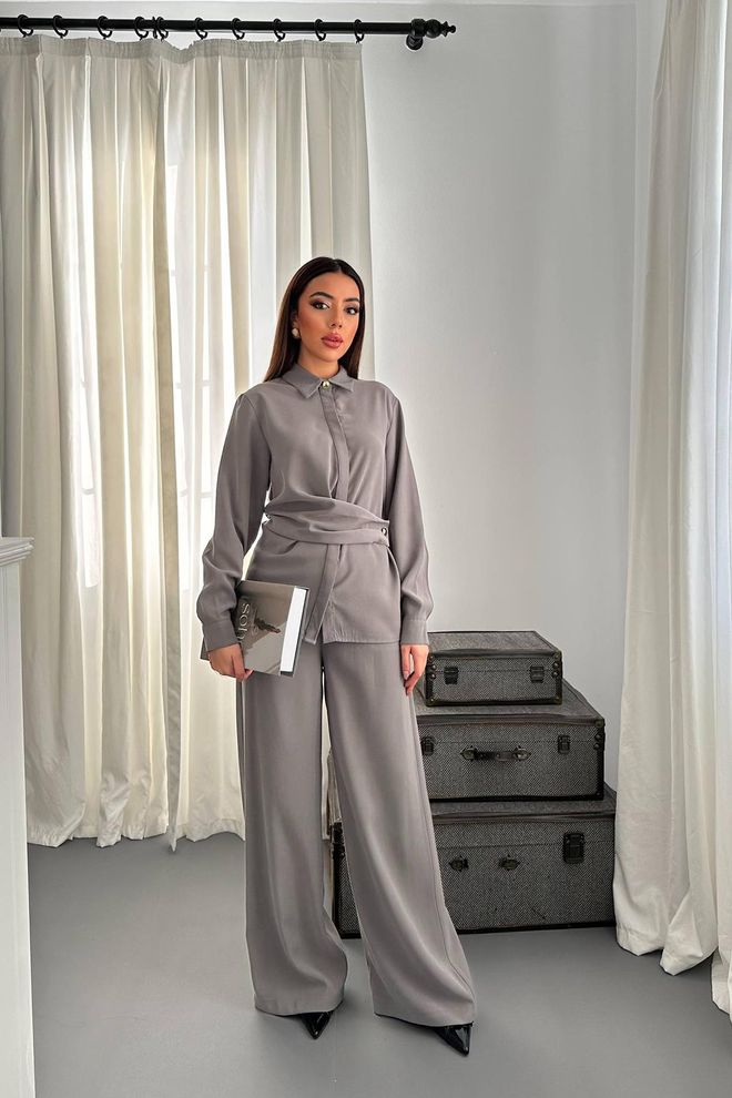 Elisa Grey Elegant Formal Set Wholesale Clothing Modest