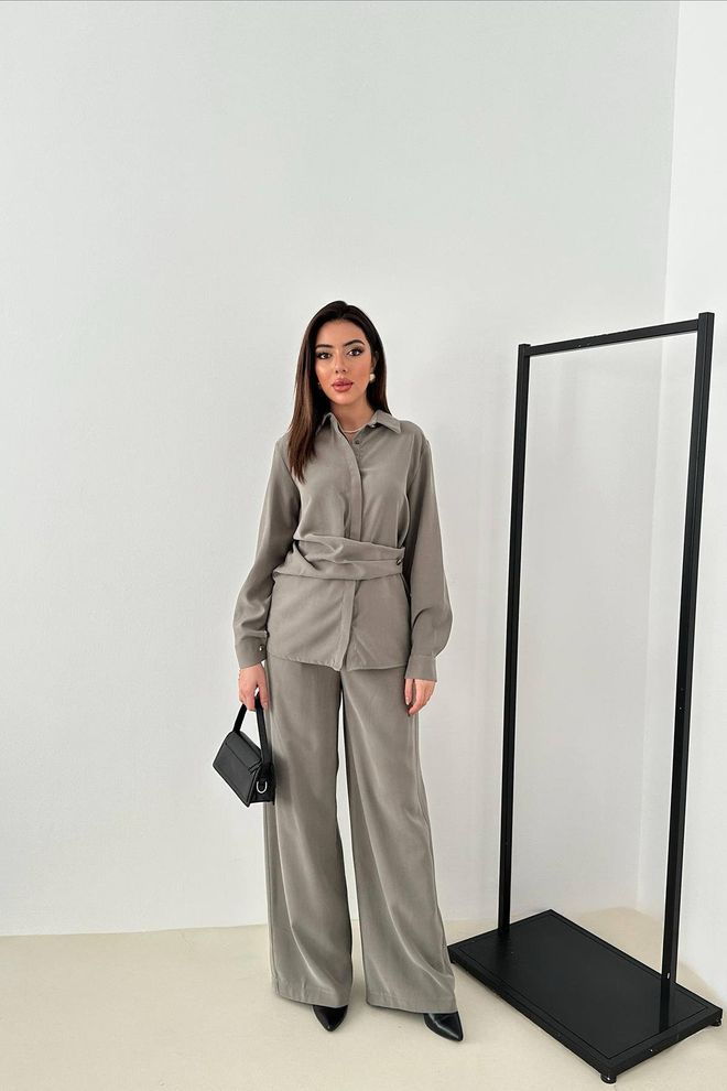 Elisa Grey Formal Elegant Casual Modest Set Wholesale Clothing Modest
