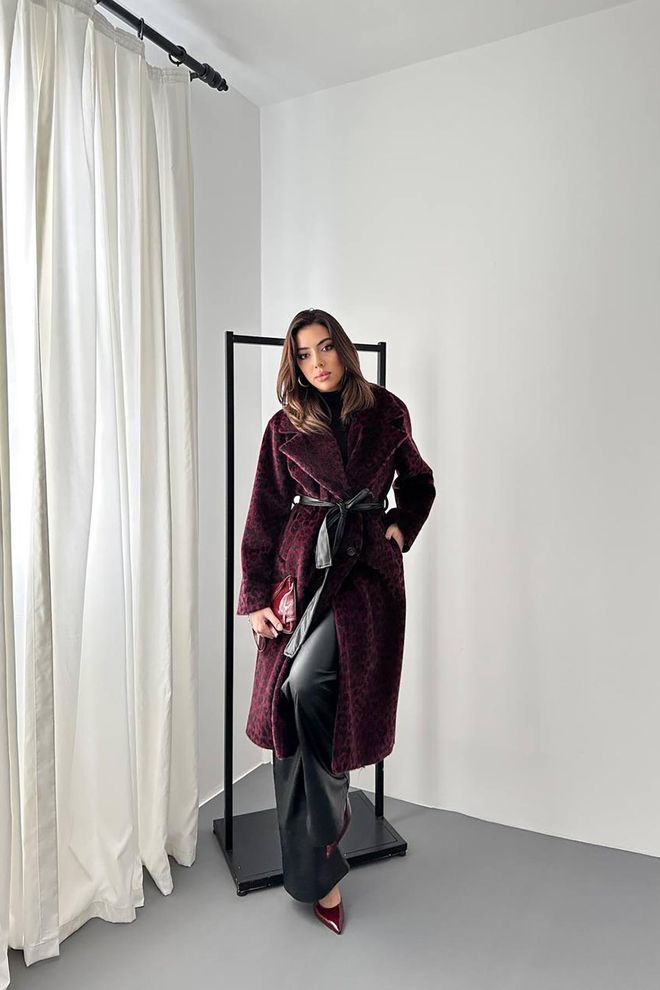 Elisa Cappotto Elegante Bordeaux Monopetto Abbigliamento all'ingrosso Annata