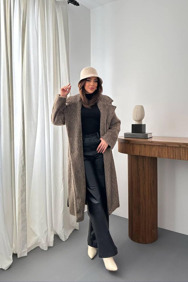 Elisa Cappotto Marrone Elegante Monopetto In Pelliccia Abbigliamento all'ingrosso Casuale