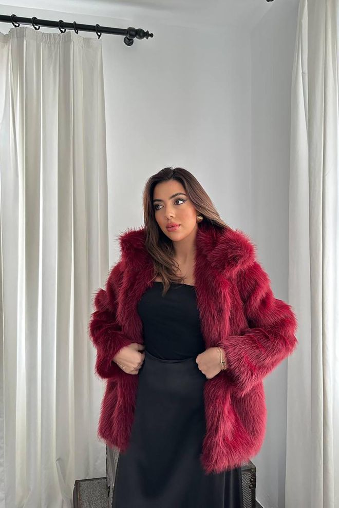 Elisa Giacca Pelliccia Bordeaux Abbigliamento all'ingrosso Formale