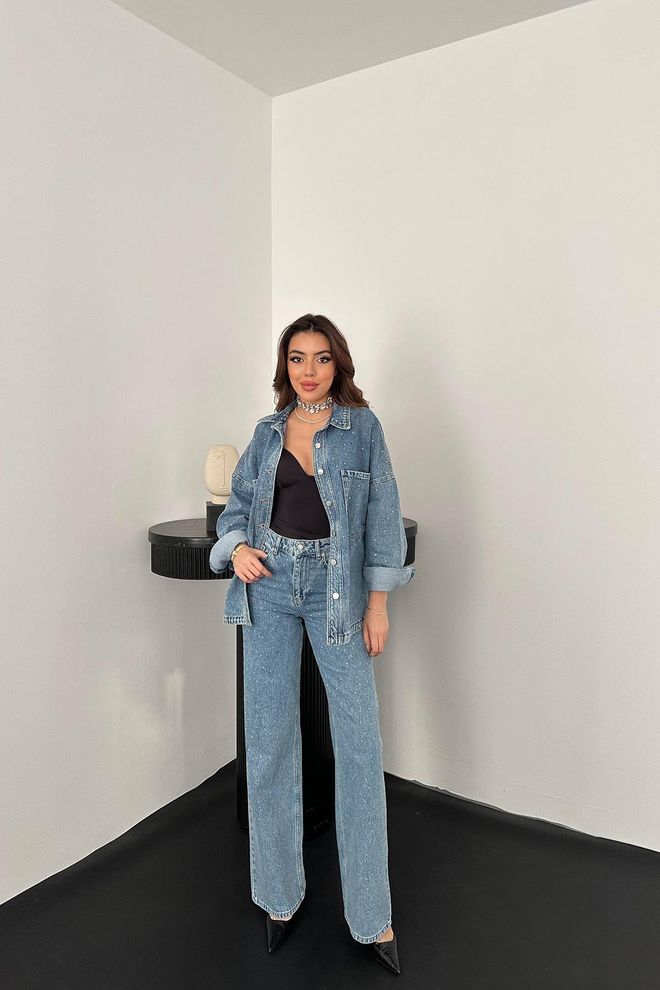 Elisa Set Blu Casual Elegante Abbigliamento Di Strada Abbigliamento all'ingrosso Casuale