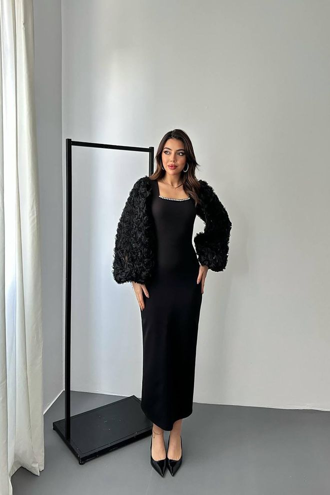 Elisa Vestito Bodycon Nero Elegante Formale Glamour Sexy Abbigliamento all'ingrosso Sexy