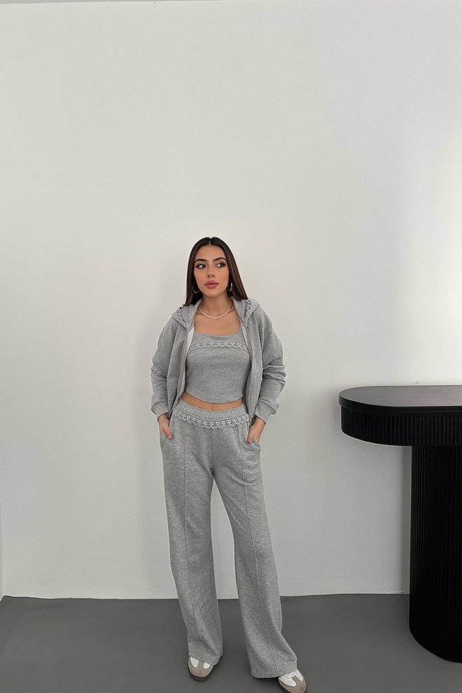 Elisa Set Grigio Casual Sportivo Modesto Abbigliamento all'ingrosso Modesto