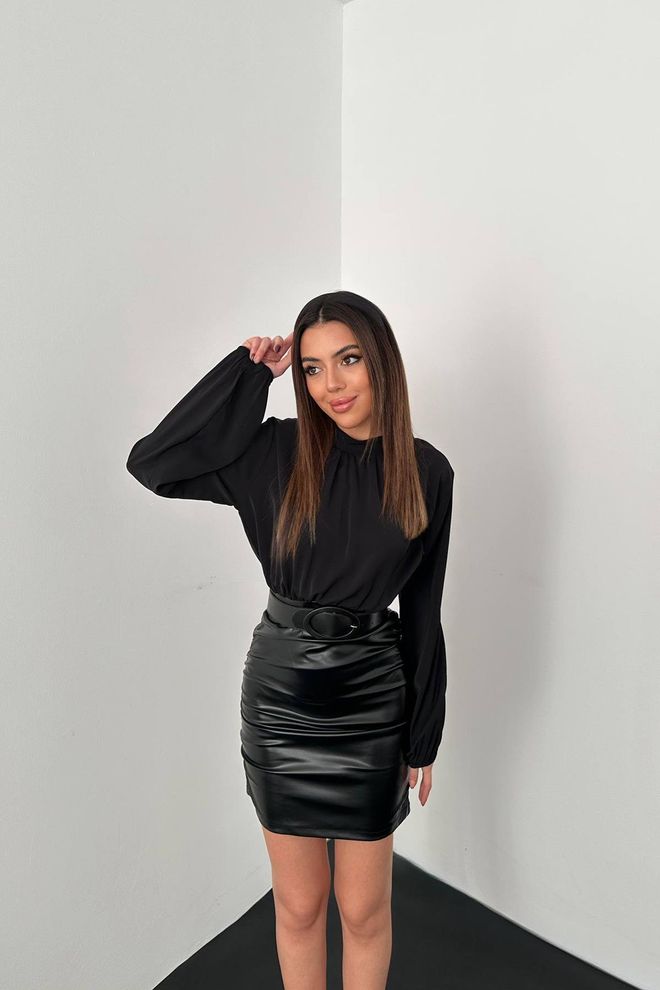 Elisa Кожна Хаљина Црна Велепродаја одеће Неформалан