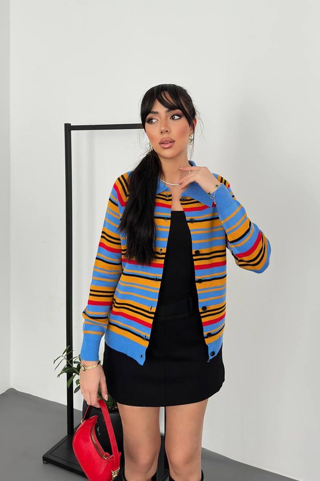 Elisa Cardigan in maglia colorata Blu Abbigliamento all'ingrosso Casuale