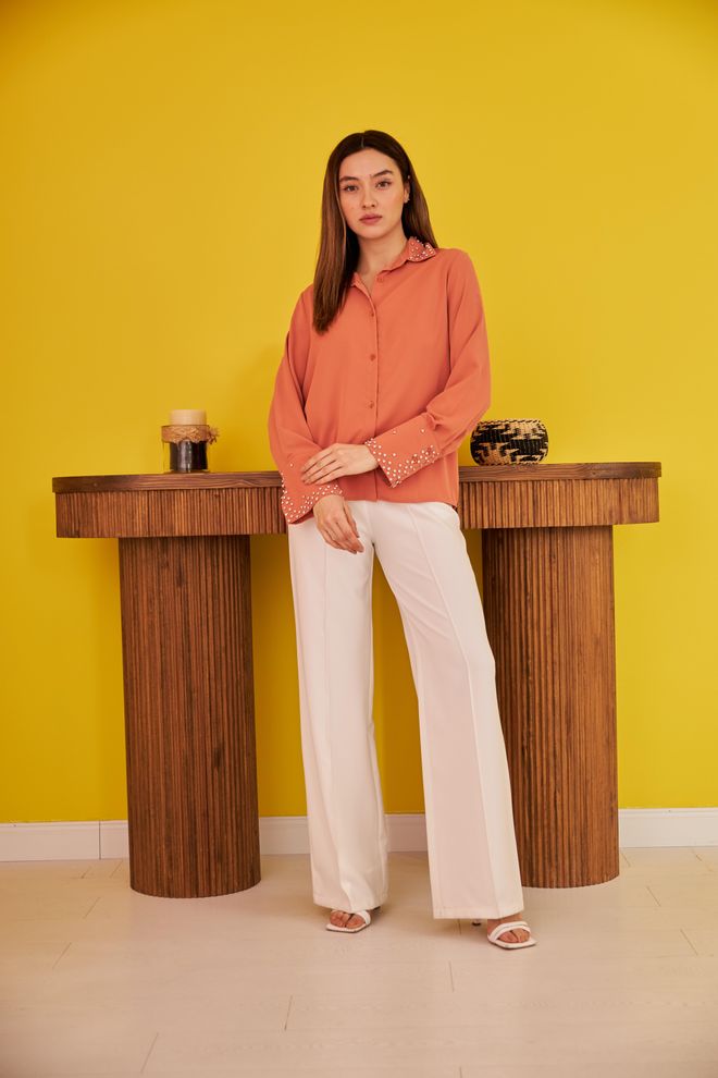 Elisa Camicia con polsini larghi Jesica Stone Piastrella Abbigliamento all'ingrosso Casuale