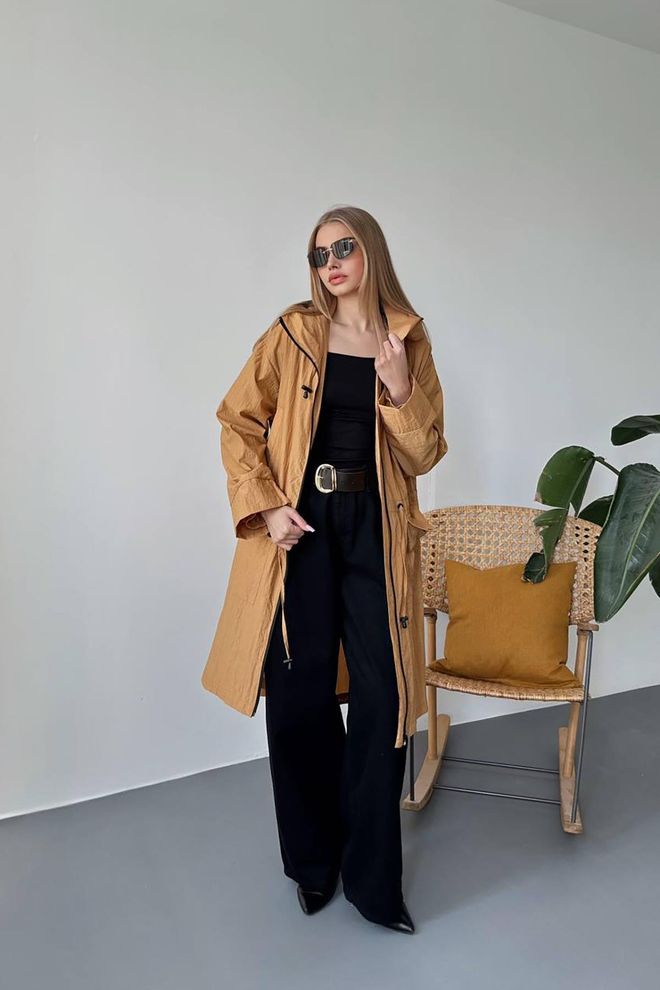 Elisa Trench Con Cinturini Cammello Abbigliamento all'ingrosso Casuale
