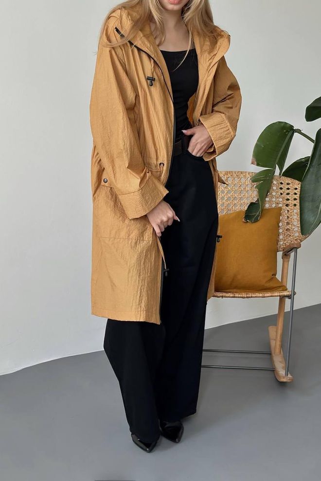 L&C Khaki Trenchcoat Single Breasted Hooded Zip Up Wholesale Clothing Winter