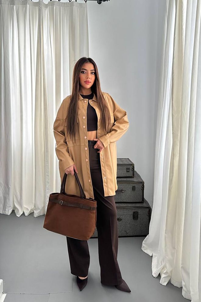 L&C Μπεζ Πουκάμισο Μεγάλα Μεγέθη Μπουφάν Χονδρικό εμπόριο ενδυμάτων Σαλόνι