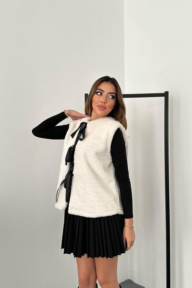 Elisa Φιόγκο Λούτρινο Γιλέκο Εκρού Χονδρικό εμπόριο ενδυμάτων Επίσημο