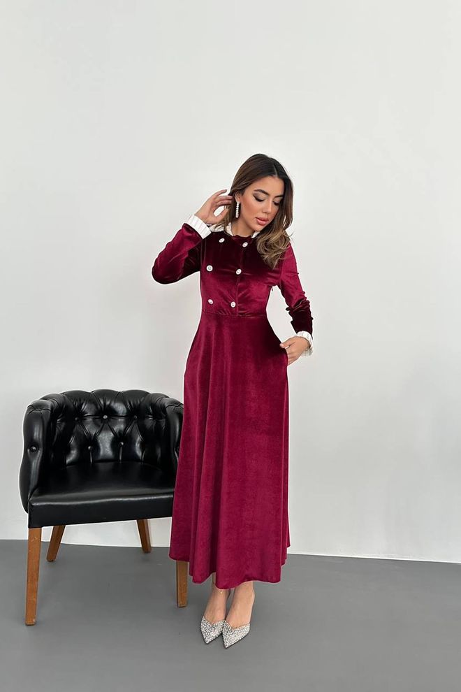 L&C Vestito Bordeaux Fit And Flare Midi Abbigliamento all'ingrosso Nessun tessuto