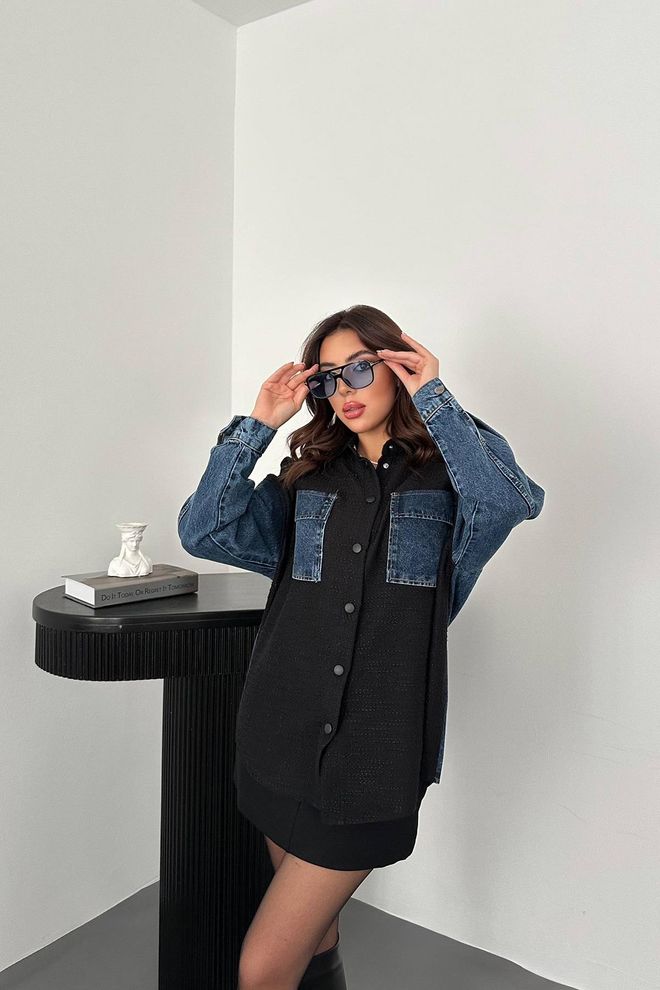 Elisa Giacca Di Jeans Nera Abbigliamento all'ingrosso Casuale