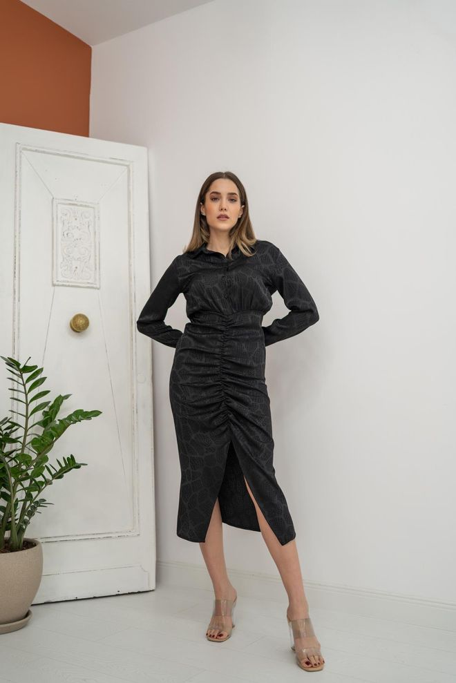 L&C Vestido Bainha Preto Elegante Formal Sensual Roupas por atacado Elegante