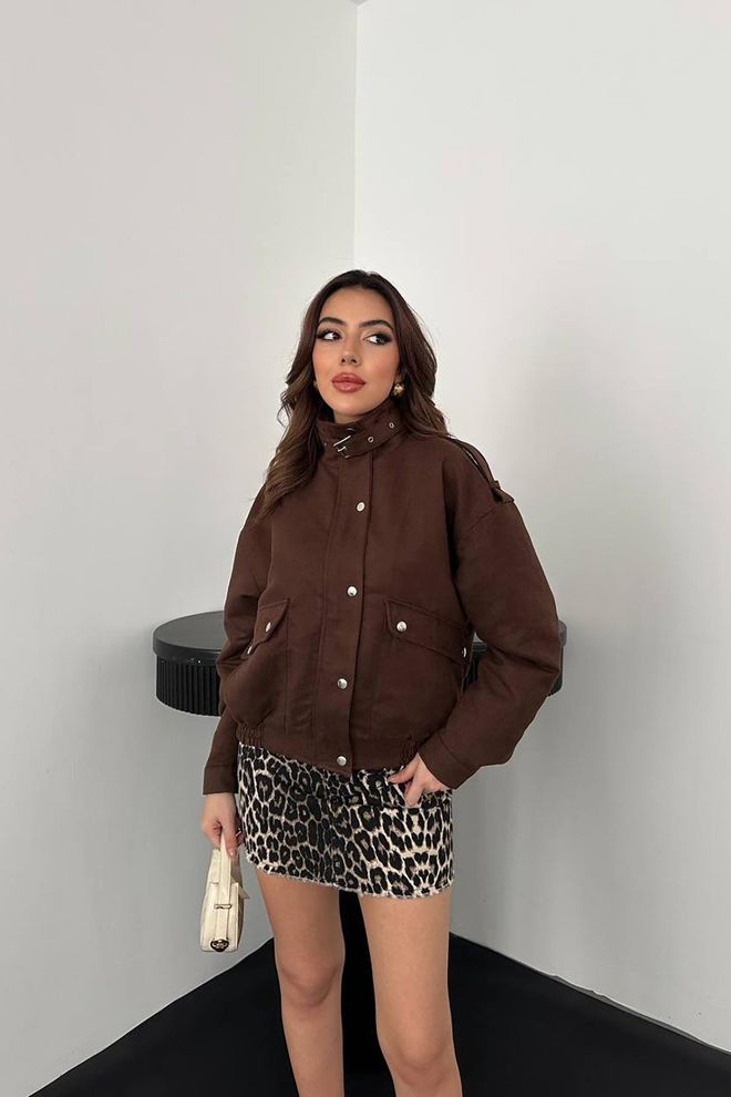 Elisa Giacca Bomber Marrone Con Colletto Alto Abbigliamento all'ingrosso Casuale