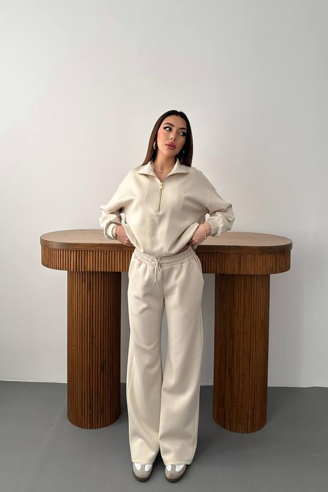 Elisa Set Casual Sport Abbigliamento Di Strada Beige Abbigliamento all'ingrosso Casuale