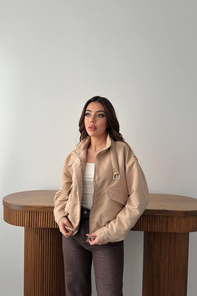 Elisa Giacca Bomber Beige Con Vestibilità Oversize Abbigliamento all'ingrosso Casuale