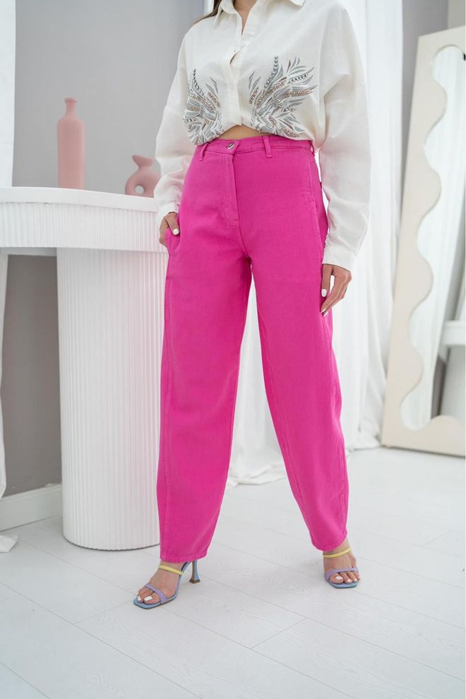 Elisa High Waist Trousers Fuchsia Wholesale Clothing Casual