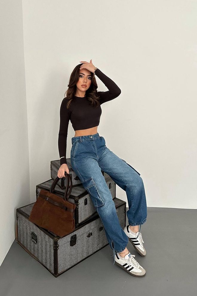 Elisa Side Pocket Jeans Blue Wholesale Clothing No Fabric