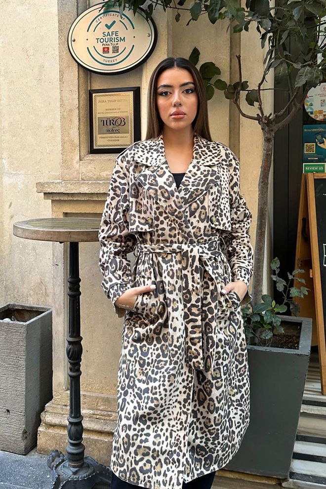 Elisa Front And Back Cape Coat Leopard Wholesale Clothing Spring