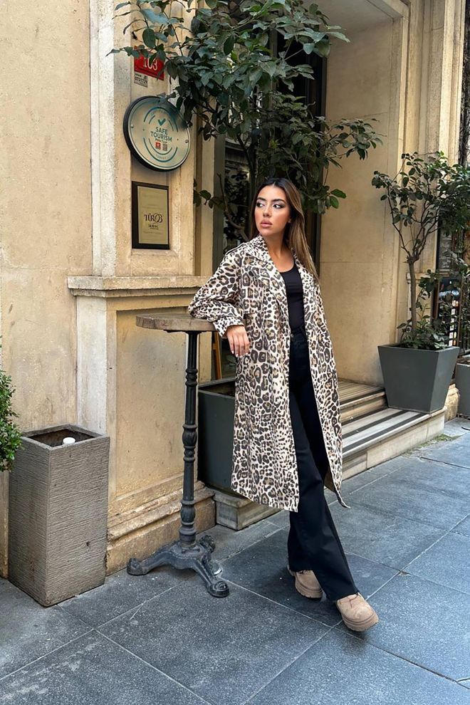 Elisa Front And Back Cape Coat Leopard Wholesale Clothing No Fabric