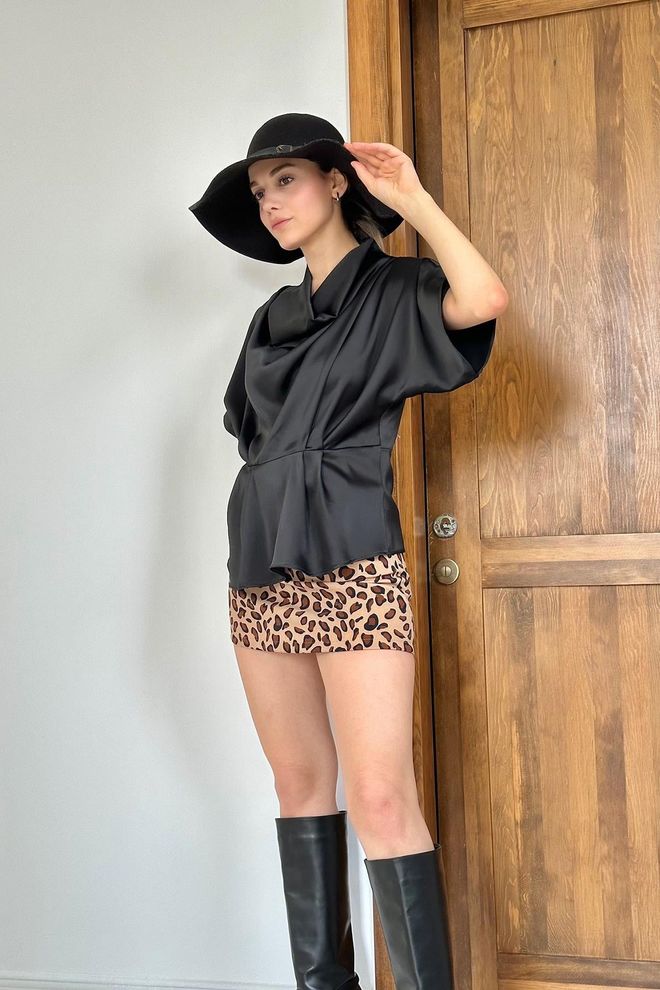 Elisa Cowl Neck Blouse Black Wholesale Clothing Elegant