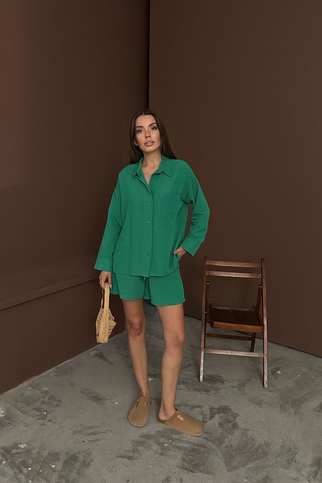 Elisa Abito In Lino Verde Alacati All'ingrosso Abbigliamento all'ingrosso Casuale