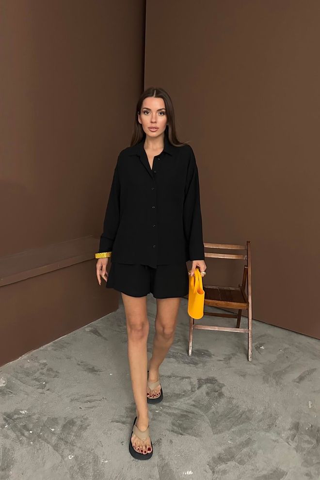 Elisa Abito In Lino Nero Alacati All'ingrosso Abbigliamento all'ingrosso Casuale