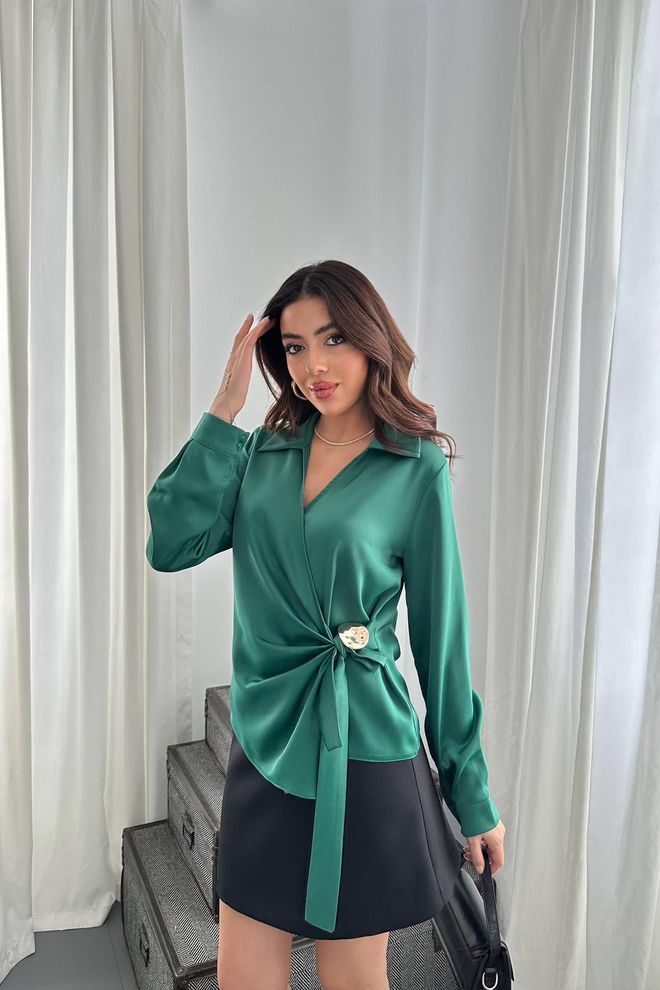 Elisa Green Elegant Formal Casual Blouse Wholesale Clothing Casual
