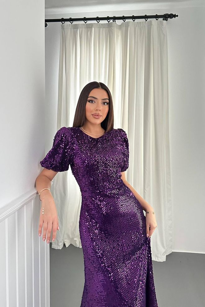 Elisa Elegant Purple Fit And Flare Midi Dress Wholesale Clothing Cocktail