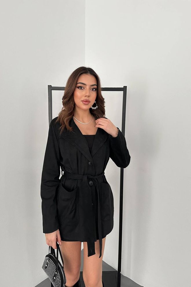 Elisa Black Elegant Single Breasted Blazer Jacket Wholesale Clothing Casual
