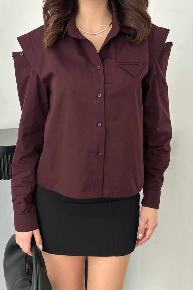 Elisa Claret Red Formal Elegant Shirt Wholesale Clothing Work
